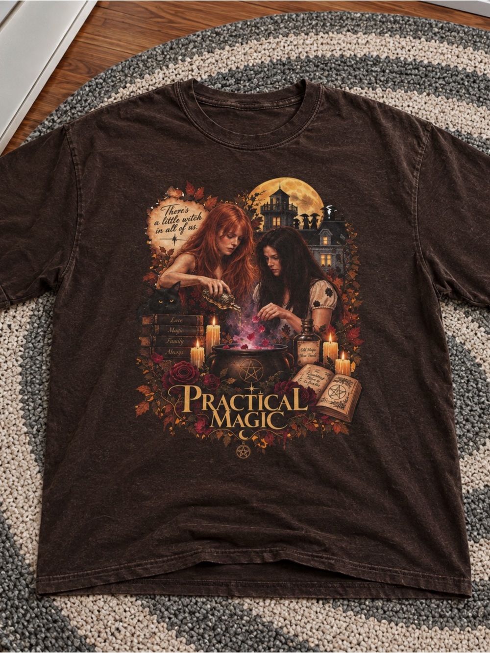 Practical Magic Witch Shirt, Mystical Fall Graphic Tee - Unisex Dark Chocolate